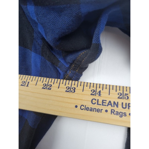Calvin Klein Jeans Mens L Blue Black Plaid‎ Flannel Long Sleeve Shirt - Picture 4 of 9